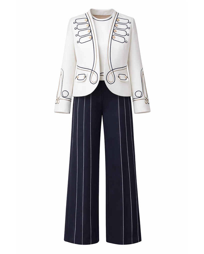 کت و شلوار سفید سرمه ای پاریس