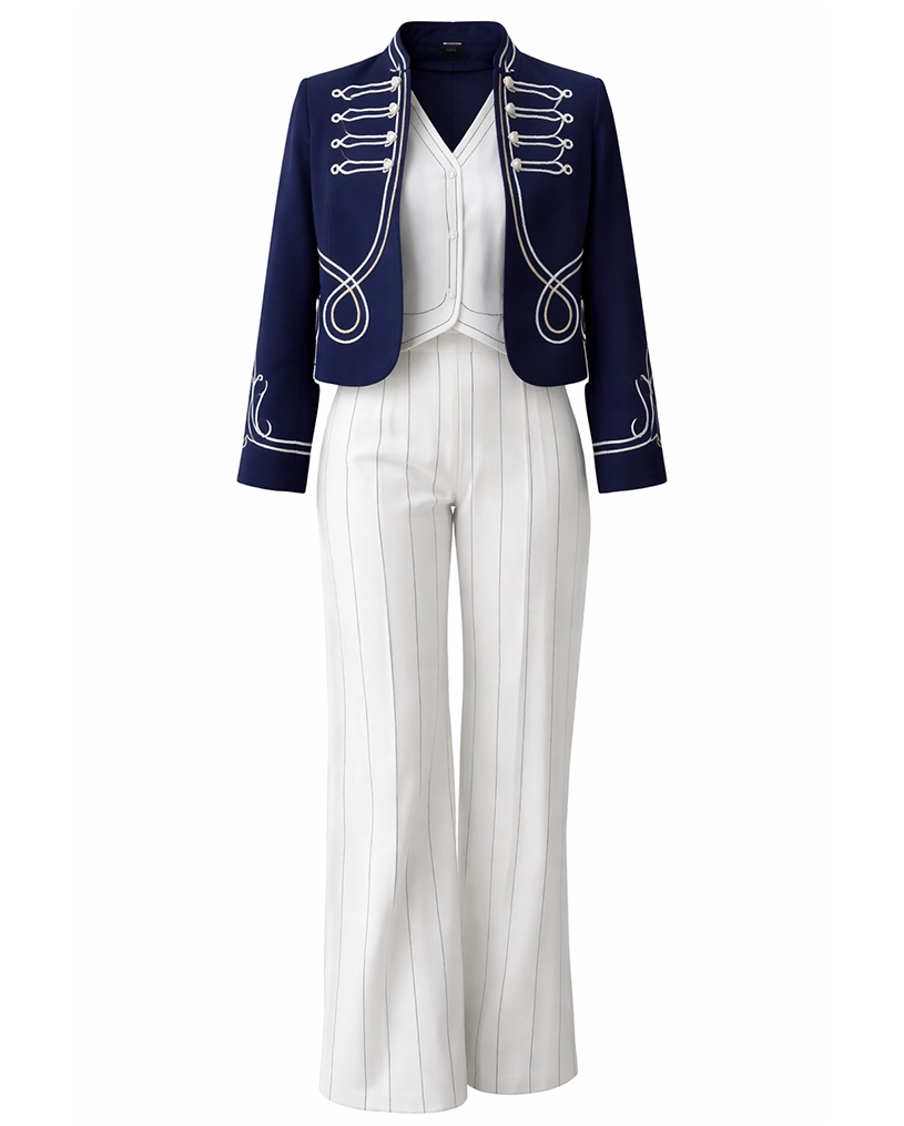 کت و شلوار سفید و سرمه ای زنانه